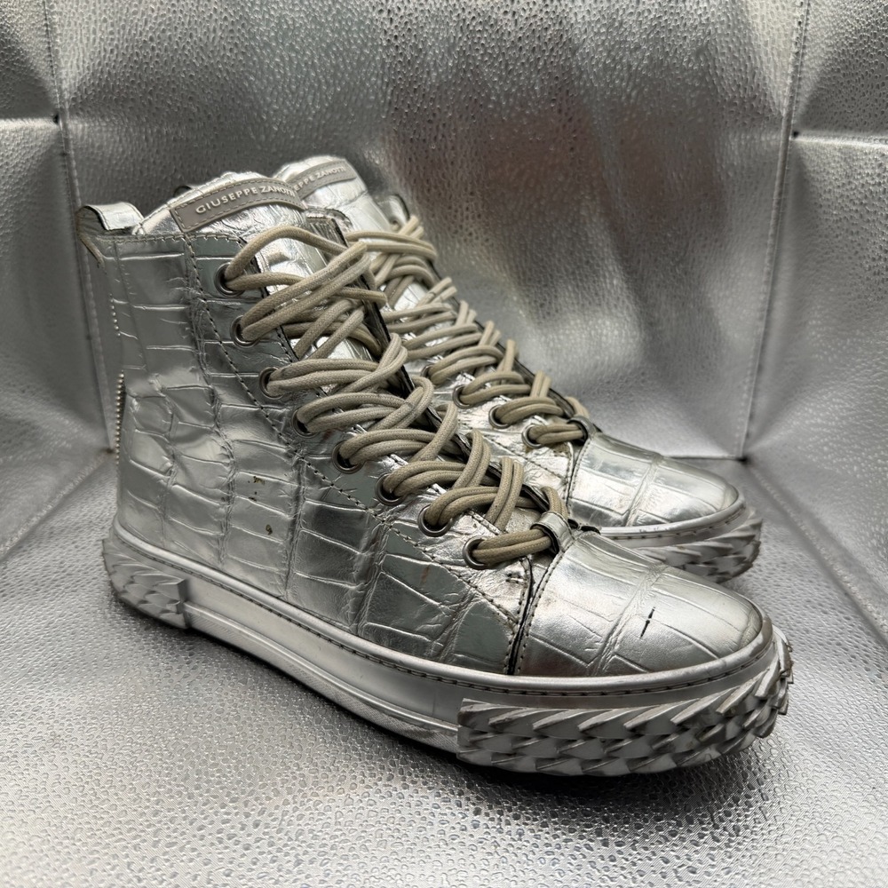 Size‎ EU 40 Giuseppe Zanotti Embossed Silver Mens High Crocodile Sneaker Shoes